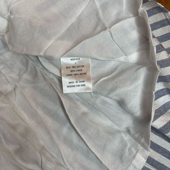 LUMIERE Urban Outfitters Stripe Smocked Blue & White Babydoll Dress Size Large - Picture 11 of 13